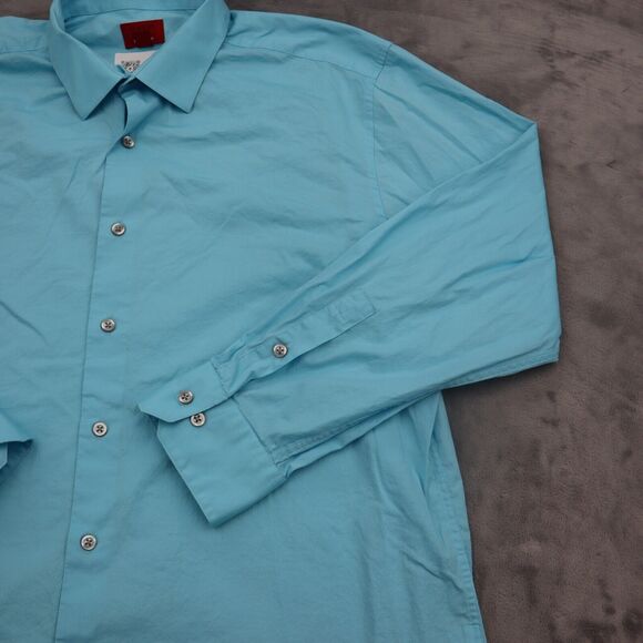Alfani Shirt Mens L Blue Button Up Long Sleeve Stretch Slim Fit Collared Top - Picture 14 of 16